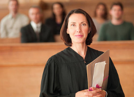 Judge in courtroom